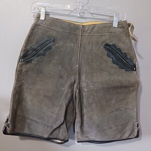 Lederhosen Authentic Vintage Real Leather Shorts Women's Size 26